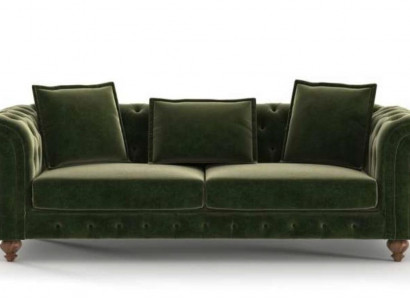 Green Chesterfield Textile Three-Seater Luxury Couch Living Room Sofa Style